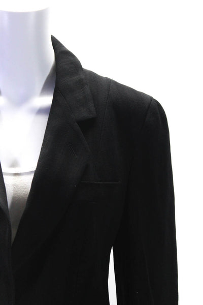 Giorgio Armani Womens Wool Striped Print Buttoned Collar Blazer Black Size EUR42