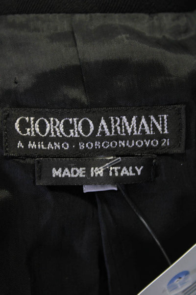 Giorgio Armani Womens Wool Striped Print Buttoned Collar Blazer Black Size EUR42