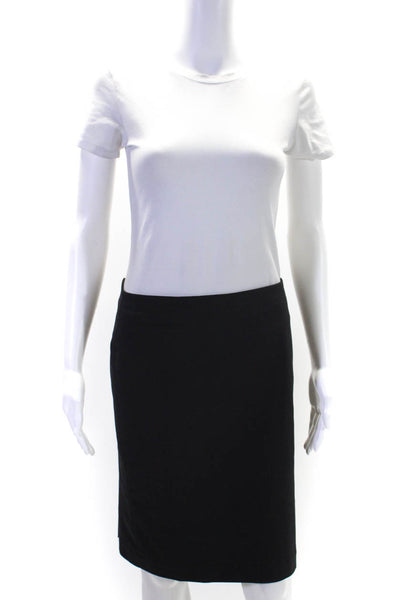 BCBG Max Azria Womens Darted Front Slit Zipped A-Line Midi Skirt Black Size 6