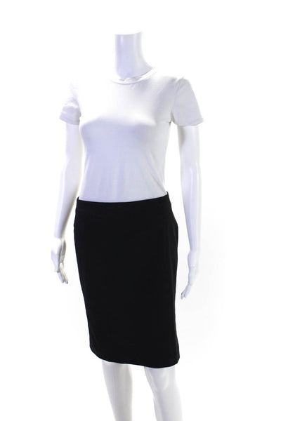 BCBG Max Azria Womens Darted Front Slit Zipped A-Line Midi Skirt Black Size 6