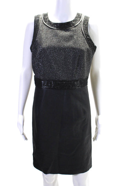 Michael Michael Kors Womens Patchwork Glitter Zipped Sheath Dress Black Size 6