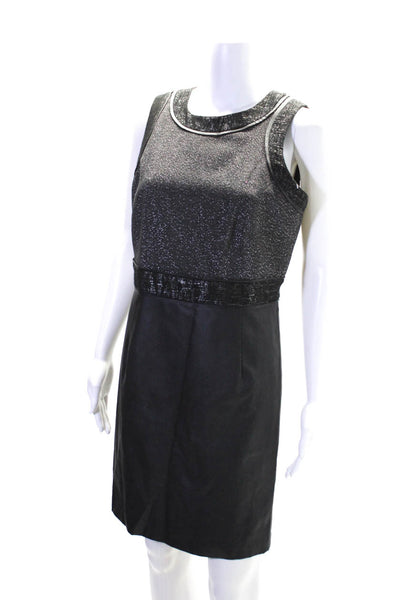 Michael Michael Kors Womens Patchwork Glitter Zipped Sheath Dress Black Size 6