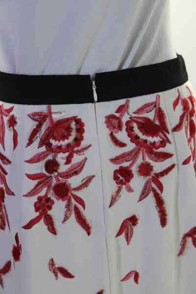 Sachin & Babi Womens White Red Floral Embroidered Hi-Low Skirt Size 8