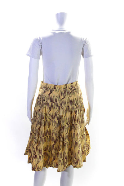 Kenzo Womens Yellow Cotton Printed Zip Back Lined A-line Skirt Size 38