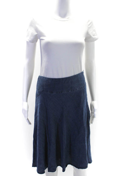 Nic + Zoe Womens Blue Chambray Side Zip Knee Length A-Line Skirt Size 6