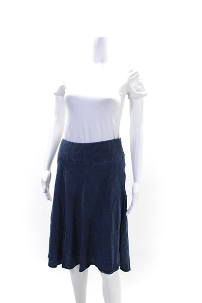 Nic + Zoe Womens Blue Chambray Side Zip Knee Length A-Line Skirt Size 6