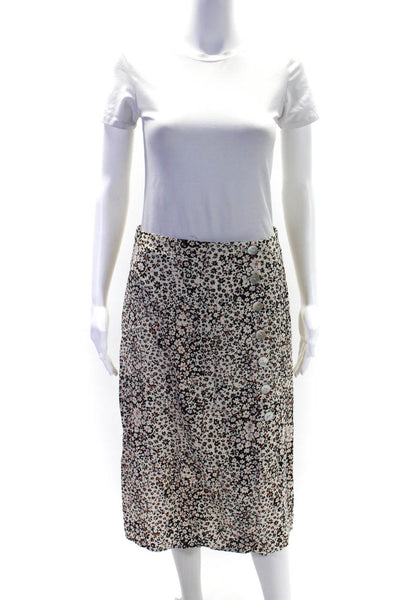 Madewell Womens Cream Black Floral Print Button Detail A-line Skirt Size 6