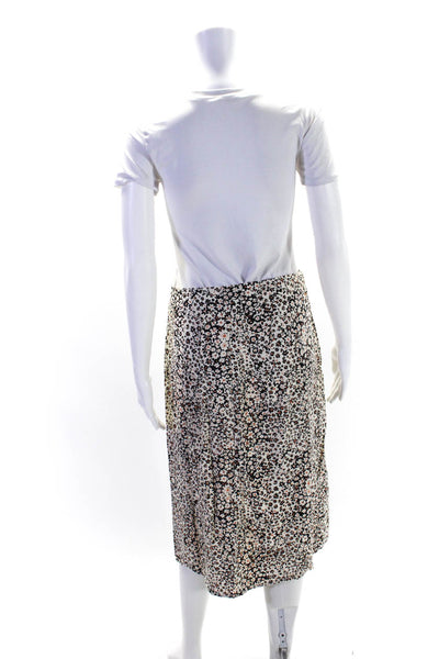 Madewell Womens Cream Black Floral Print Button Detail A-line Skirt Size 6