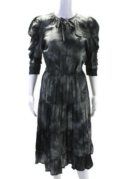 Current Air Womens Gray Tie Dye V-neck 3/4 Sleeve Shift Dress Size XS