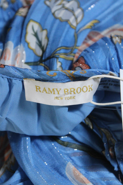 Ramy Brook Women's Round Neck Ruffle Long Sleeves Floral Mini Dress Size M