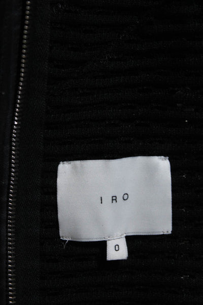 IRO Womens Leather Trim Crochet Full Zipper Jacket Black Size 0