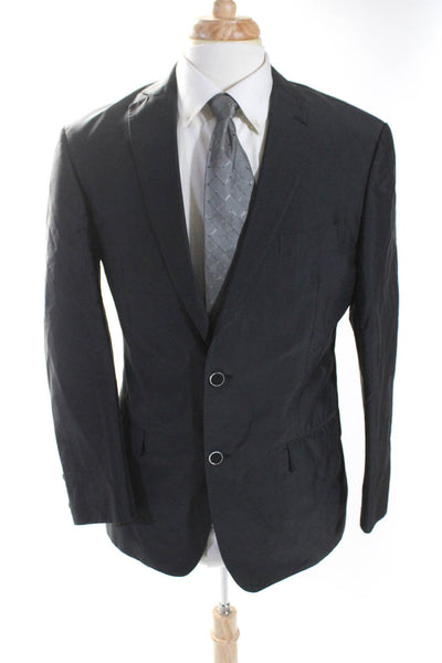 Elie Tahari Mens Two Button Blazer Jacket Gray Cotton Size 40 Regular