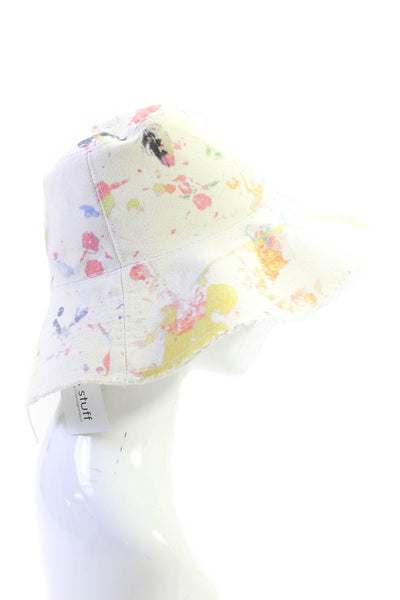 Kerri Rosenthal Womens Paint Print Bucket Hat White Cotton Size One Size