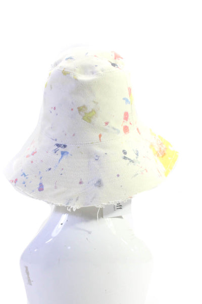 Kerri Rosenthal Womens Paint Print Bucket Hat White Cotton Size One Size