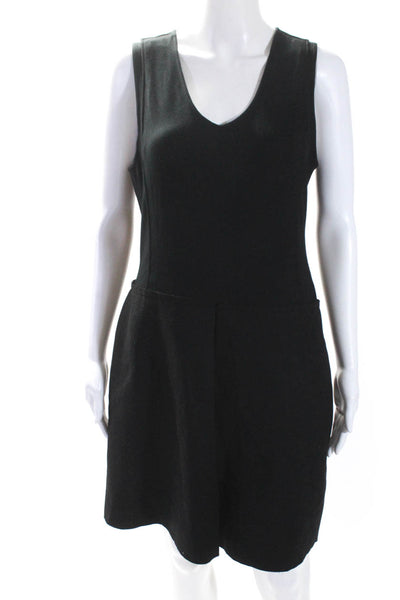 Theory Womens Jersey Scoop Neck Sleeveless Zip Up A-Line Dress Black Size 12