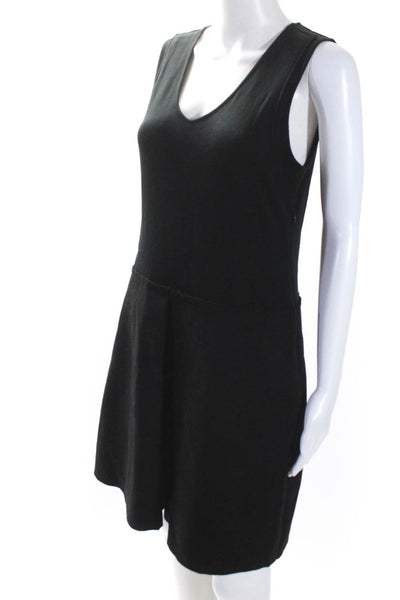 Theory Womens Jersey Scoop Neck Sleeveless Zip Up A-Line Dress Black Size 12