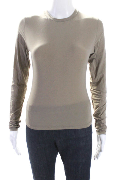 Skims Womens Long Sleeves Pullover Tee Shirt Pale Nut Brown Size Medium