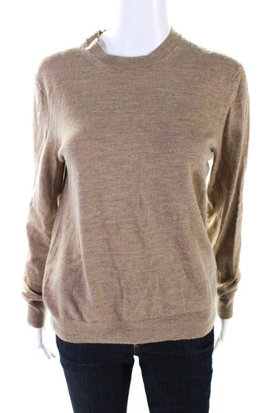 Vince Womens Brown Merino Wool Crew Neck Long Sleeve Pullover Sweater Top Size M