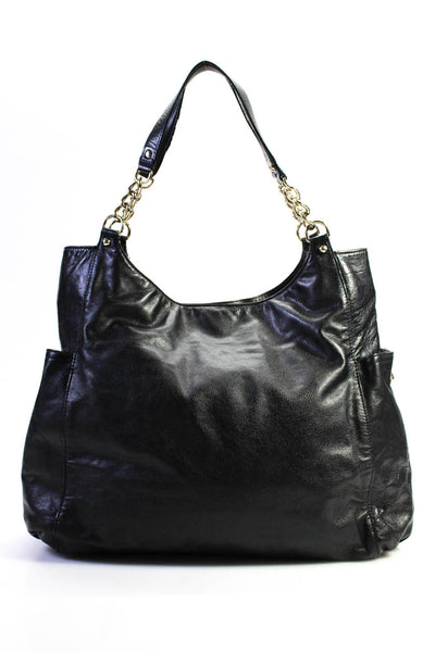Kate Spade Womens Double Handle Side Pocket Large Leather Tote Handbag Black