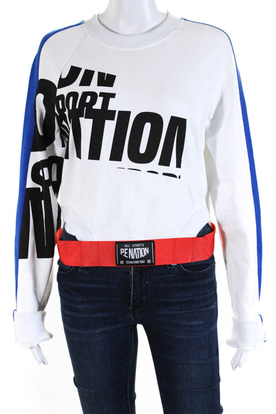 PE Nation Womens Belted Cut Out Sweatshirt White Cotton Size Small