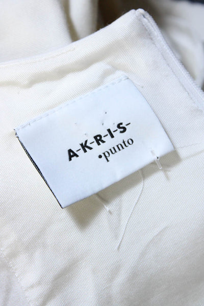 Akris Punto Womens Ruched Round Neck Sleeveless Zip Up Midi Dress White Size 8