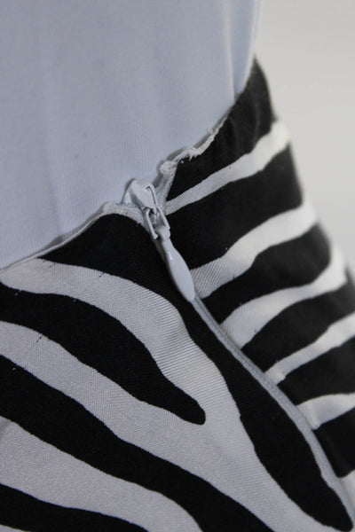 Theory Womens Silk Charmeuse Zebra Print Lined Midi A-Line Skirt White Size 6