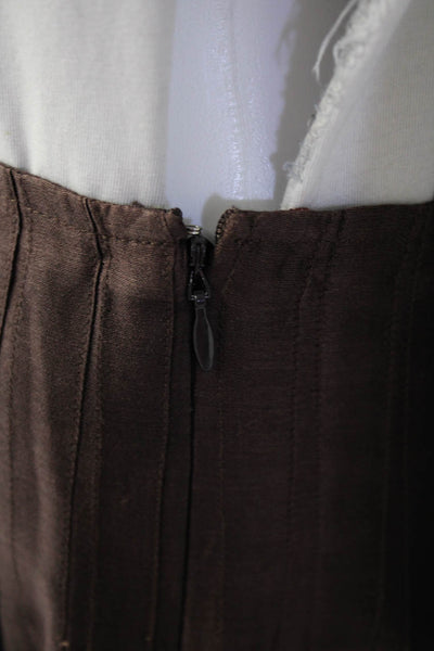 Chan Luu Womens Brown Cotton Silk Blend Floral Sequins A-Line Skirt Size S
