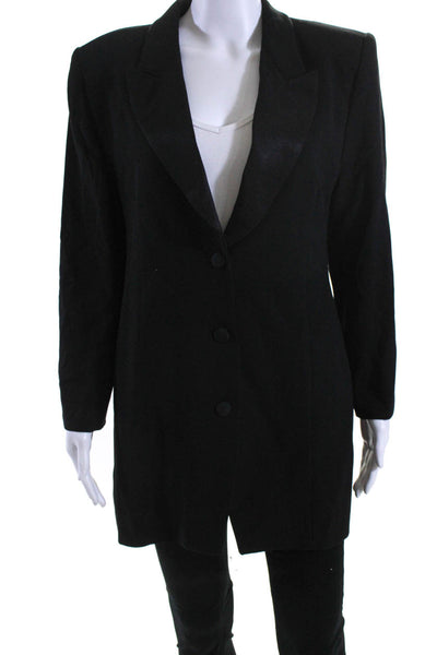 Giorgio Armani Womens Peak Lapel One Button Blazer Jacket Black Size IT 50