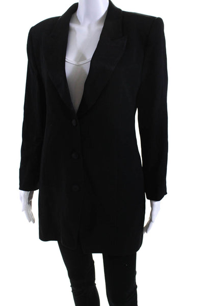 Giorgio Armani Womens Peak Lapel One Button Blazer Jacket Black Size IT 50