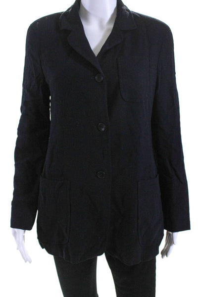 Max Mara Women's Long Sleeves Pockets Unlined Button Up Jacket Black Size 8