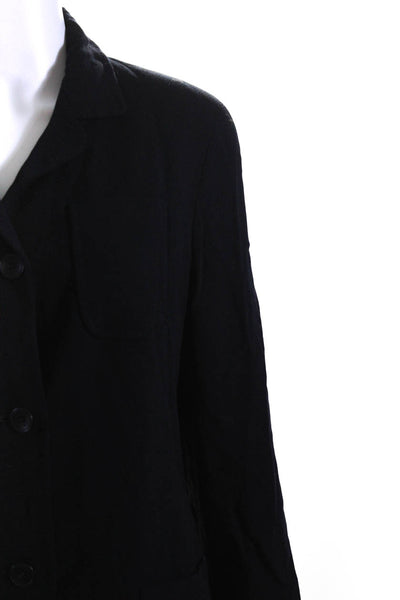 Max Mara Women's Long Sleeves Pockets Unlined Button Up Jacket Black Size 8