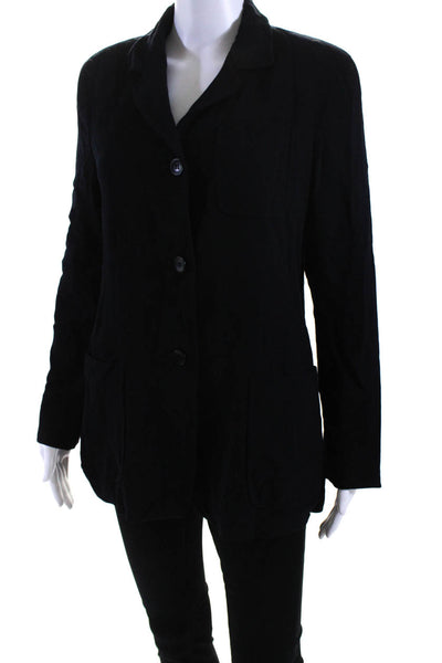 Max Mara Women's Long Sleeves Pockets Unlined Button Up Jacket Black Size 8