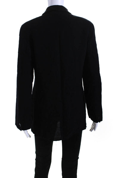 Max Mara Women's Long Sleeves Pockets Unlined Button Up Jacket Black Size 8