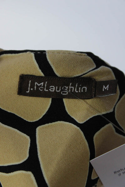 J. Mclaughlin Womens 3/4 Sleeve Printed Stretch Sheath Dress Beige Black Medium