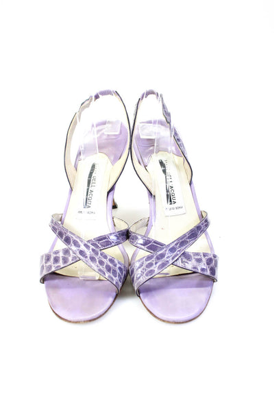Titti Dellacqua Womens Alligator Stiletto Slingback Sandals Purple Size 39 9