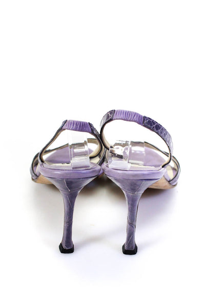 Titti Dellacqua Womens Alligator Stiletto Slingback Sandals Purple Size 39 9