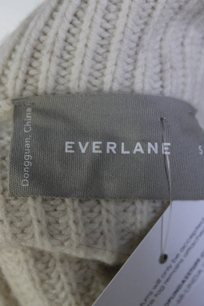 Everlane Womens Shawl Collar V Neck Thick Knit Sweater Ecru Size Small