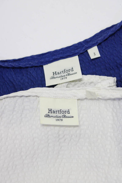 Hartford Womens Hammered Satin Tank Top Blouse Blue White Size 3 Lot 2