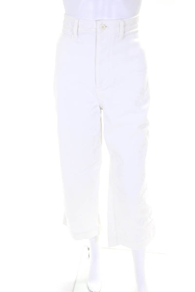 Quince Women's Button Closure Pockets Straight Leg Pant White Size 31