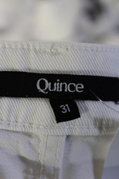 Quince Women's Button Closure Pockets Straight Leg Pant White Size 31
