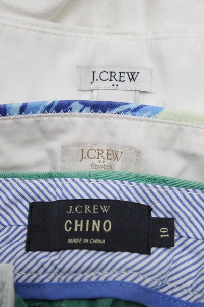 J Crew Women's Hook Closure Pockets Chino Short Green White Size 10 Lot 3