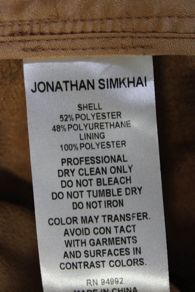 Jonathan Simkhai Womens Vegan Leather Collared Snap Front Jacket Beige Size M