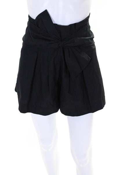 Ulla Johnson Womens High Rise Bow Front Zip Up Wide Leg Shorts Black Size 6