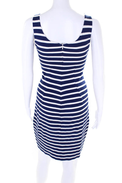 L'Agence Womens Knit Striped Scoop Neck Zip Up Fitted Tank Dress Navy Size S