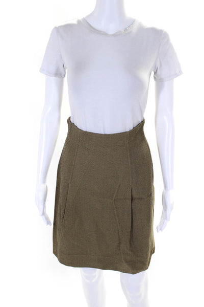 Giorgio Armani Women's Zip Closure Lined Workwear Aline Skirt Green Size 8
