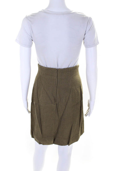 Giorgio Armani Women's Zip Closure Lined Workwear Aline Skirt Green Size 8