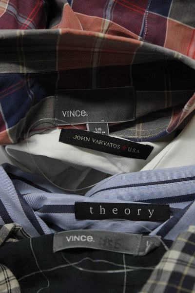 Vince John Varvatos Theory Mens Cotton Plaid Buttoned Tops Red Size L 34 Lot 4