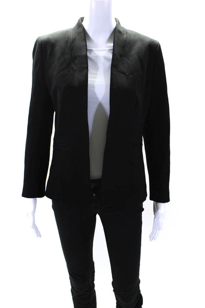 J Crew Womens Long Sleeve Open Front Woven Light Jacket Black Size 8