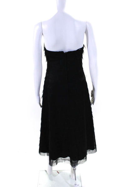 BCBGMAXAZRIA Womens Back Zip Strapless Mesh Tiered Dress Black Size 6