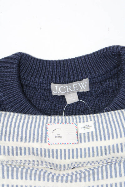 9-H15 STCL J Crew Womens Striped Top Knit Sweater Blue White Size XS Small Lot 2